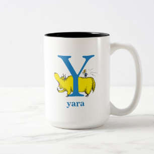 ドクター・スースのABC: Yの文字 - 青 名前を入れる ツートーンマグカップ