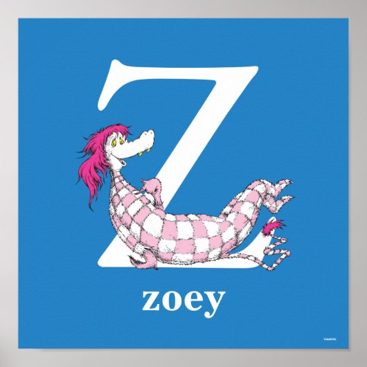 ドクター・スースのABC: Zの文字 - 白 | 名前を入れる ポスター (正面)