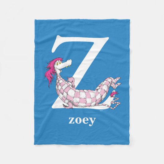 ドクター・スースのABC: Zの文字 - 白 | 名前を入力 フリースブランケット (正面)