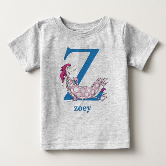 ドクター・スースのABC: Zの文字 - 青 | 名前を入力 ベビーTシャツ (正面)