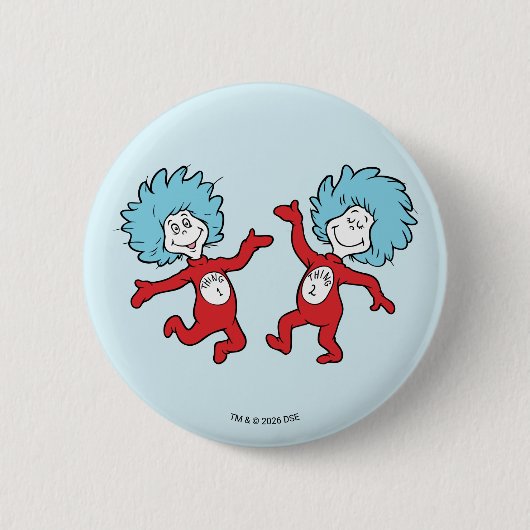 ドクター・スースのThing 1とThing 2キャラクター 缶バッジ (正面)