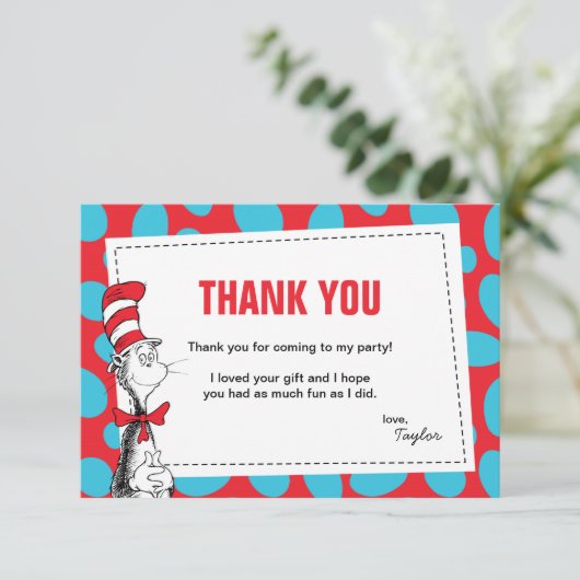 ドクター・スース | ねこひげの帽子 お誕生日お礼メッセージ サンキューカード (スタンド正面)