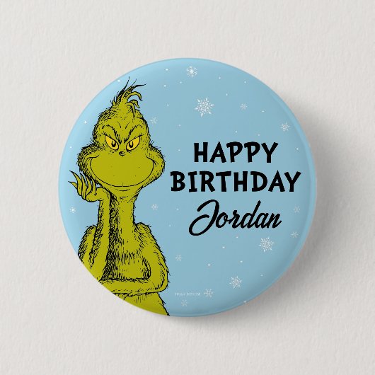 ドクター・スース | グリンチの冬の誕生日 缶バッジ (正面)