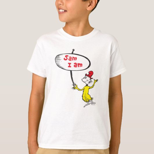 ドクター・スース サム・アイ・アム 看板を持つデザイン Tシャツ (正面)