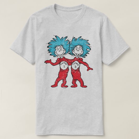 ドクター・スース | シング1、シング2 座っている Tシャツ (デザイン正面)
