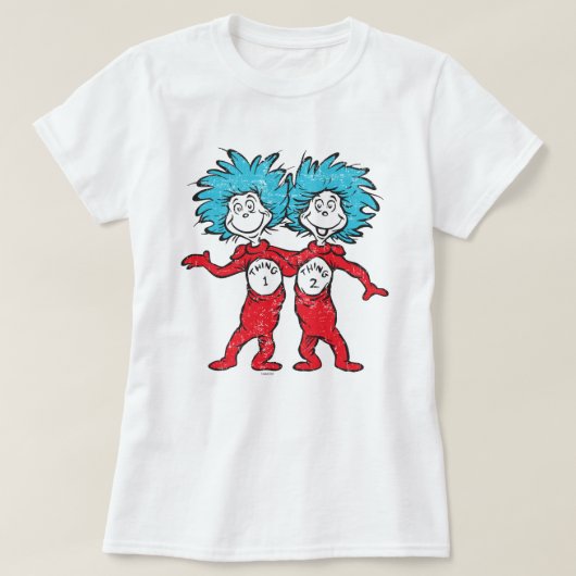 ドクター・スース | シング1、シング2 座っている Tシャツ (デザイン正面)