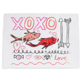 ドクター·スース·バレンタイン| XOXOデザイン ラージペーパーバッグ (正面)