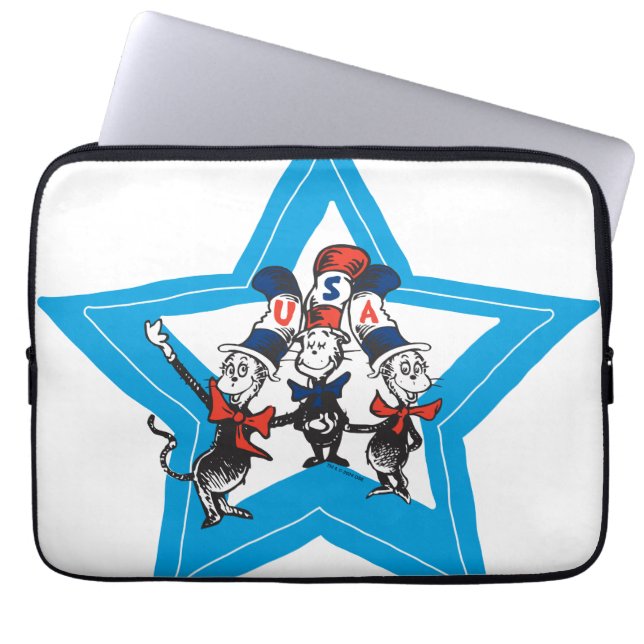 ドクター・スース | リトルキャッツ アメリカ ハット グラフィック ラップトップスリーブ (正面)