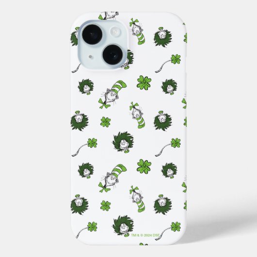 ドクター・スース｜帽子のかぶったネコのクローバーパターン Case-Mate iPhoneケース (裏面)