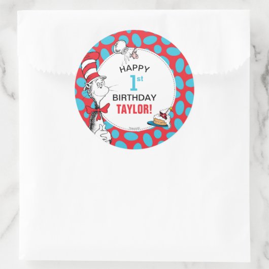 ドクター・スース|帽子のかぶりもの 誕生日 ラウンドシール (バッグ)