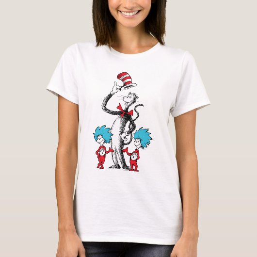 ドクター・スース | 帽子をかぶったネコ、モノ一号とモノ二号 Tシャツ (正面)