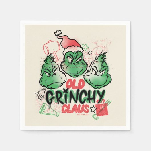 ドクター・スース | 年寄りスーサイドクリスマスの鬼（オールドグリンチクラウス） スタンダードカクテルナプキン (正面)