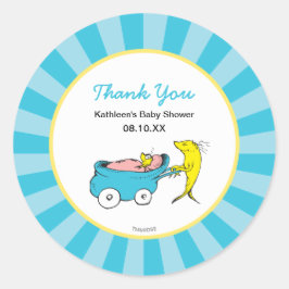 ドクター·スース|片魚-ボーイベイビーシャワーありがとう ラウンドシール