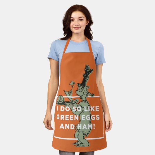 ドクター·スース|私は緑の卵とハムが好き エプロン (着用した状態)