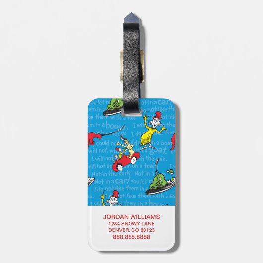 ドクター·スース|緑の卵とハムのストーリーブックの模様 ラゲッジタグ (裏面縦)