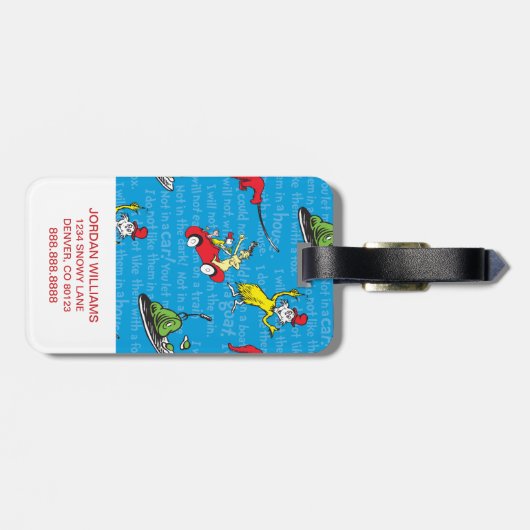 ドクター·スース|緑の卵とハムのストーリーブックの模様 ラゲッジタグ (裏面横)