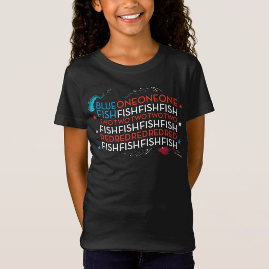 ドクター・スース｜赤い魚　青い魚　アメリカ国旗グラフィック Tシャツ (正面)