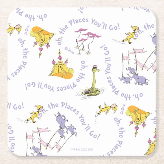 ドクター・スース "Oh, the Places You'll Go!" スクエアペーパーコースター (正面)