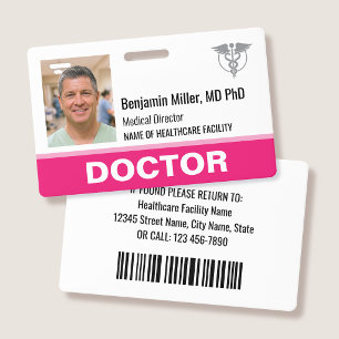 ドクター ナース ID バッジ 写真 ロゴ モダン ピンク