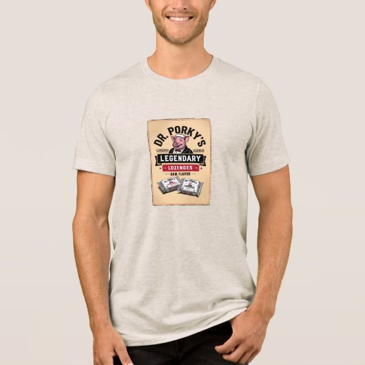 ドクター・ポーキーのハム味トローチ (架空の商品) トライブレンドTシャツ (正面)