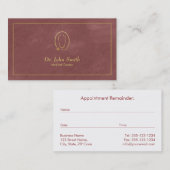 ドクター、赤みを帯びたキャンバス黄金のフレーム&聴診器 予約カード (正面/裏面)
