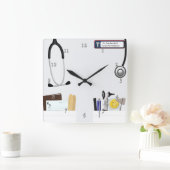 ドクパーソナライズされたターコート スクエア壁時計 (ホーム)