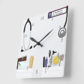 ドクパーソナライズされたターコート スクエア壁時計 (傾斜)