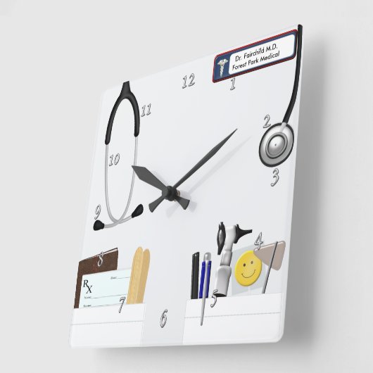 ドクパーソナライズされたターコート スクエア壁時計 (傾斜)