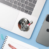 ドクロが掴むボウリングボール シール (ノートパソコンとiPhone)