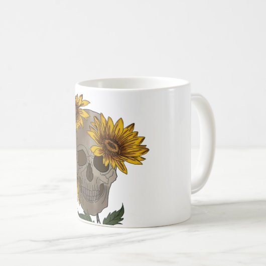ドクロとひまわりのマグカップ コーヒーマグカップ (正面右)