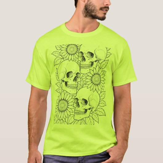 ドクロとひまわりのTシャツ Tシャツ (正面)