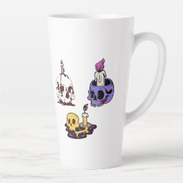 ドクロとキャンドルのイラストセット カフェラテマグ