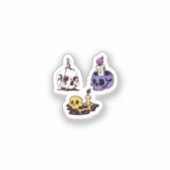 ドクロとキャンドルのイラストセット シール (正面)