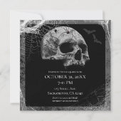 ドクロとクモの巣 黒い widow ハロウィンパーティー 招待状 (裏面)