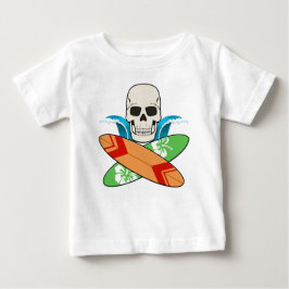 ドクロとサーフボード ジョリーロジャー 海賊旗 ベビーTシャツ