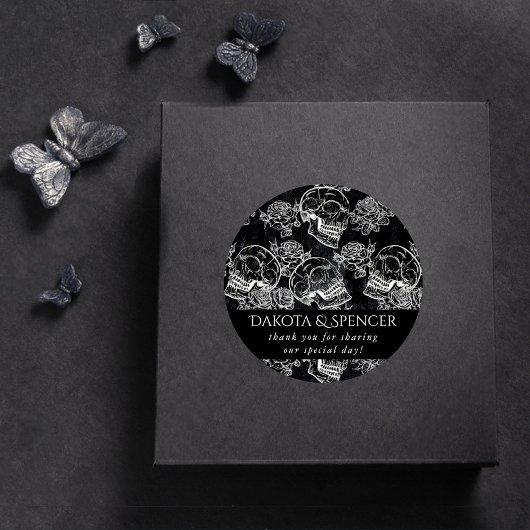 ドクロとチョークローズ | ゴシック グラム サンクス ラウンドシール