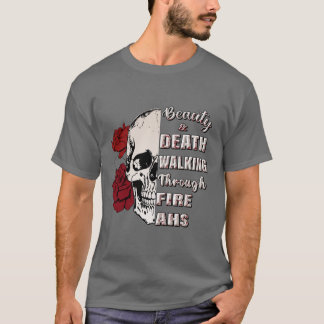 ドクロとバラのグラフィックシャツ - ゴシック引用Tシャツ Tシャツ