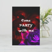 ドクロとバラのゴシック誕生日招待状 招待状 (スタンド正面)