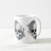 ドクロとバラのスケッチ コーヒーマグカップ (正面右)