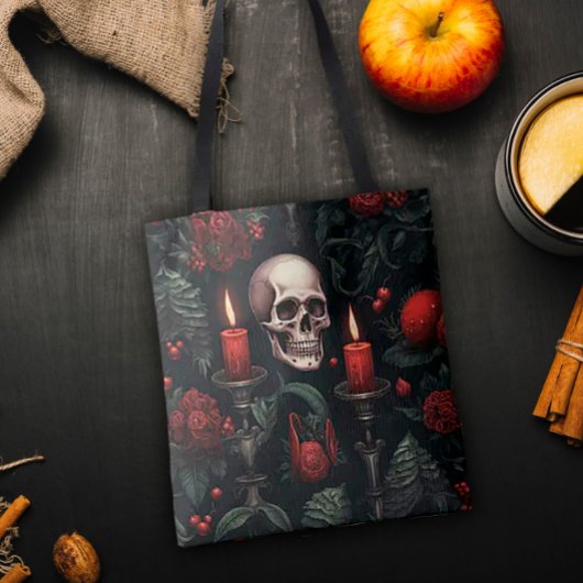 ドクロとバラ トートバッグ