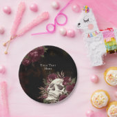 ドクロとバラ ワインレッド ブラック グランジ オーダーメイド ペーパープレート (パーティー)