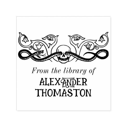 ドクロとヘビの植物図鑑の本の名前 セルフインキングスタンプ (デザイン)