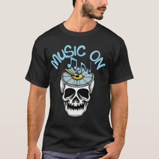 ドクロとミュージックのストリートウェア Tシャツ