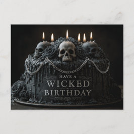 ドクロとメッセージ入りゴシックバースデーケーキ ポストカード