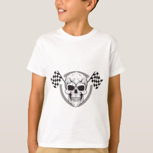 ドクロとレーシングフラグのボーイズTシャツ Tシャツ