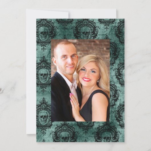 ドクロとレースのゴシックウェディングフォト セーブザデート (裏面)