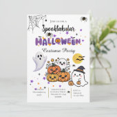 ドクロと幽霊のハロウィンパーティー招待状 招待状 (スタンド正面)
