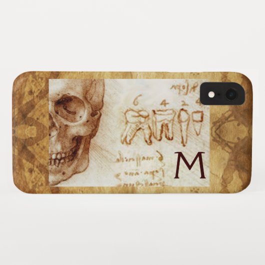 ドクロと歯のモノグラム、歯科医院、歯科医のためのモノグラムデザイン Case-Mate iPhoneケース (裏面(横))