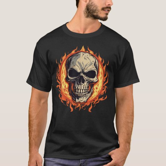ドクロと炎 Tシャツ (正面)
