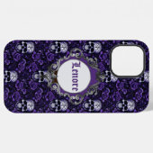 ドクロと紫の花 iPhoneケース (裏面横)